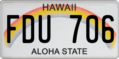 HI license plate FDU706