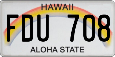 HI license plate FDU708