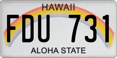 HI license plate FDU731