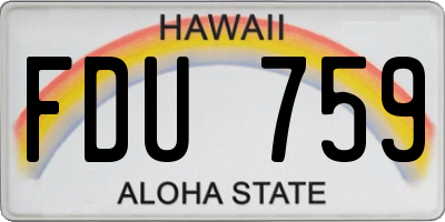 HI license plate FDU759