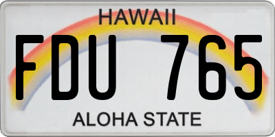 HI license plate FDU765
