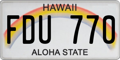 HI license plate FDU770