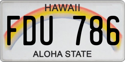 HI license plate FDU786