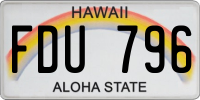 HI license plate FDU796