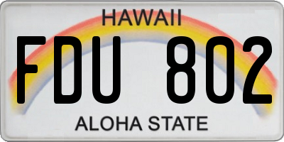 HI license plate FDU802