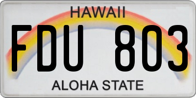 HI license plate FDU803