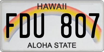 HI license plate FDU807