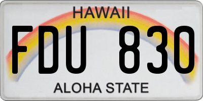 HI license plate FDU830