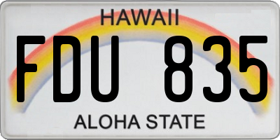 HI license plate FDU835
