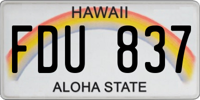 HI license plate FDU837