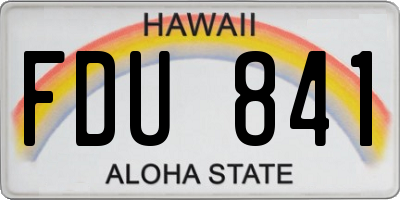 HI license plate FDU841