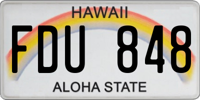 HI license plate FDU848