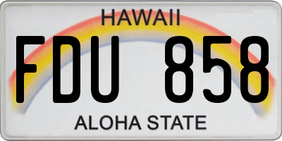HI license plate FDU858