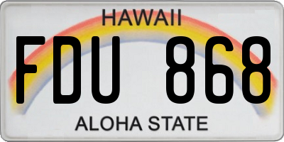 HI license plate FDU868
