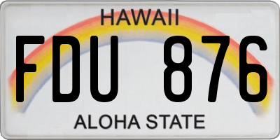 HI license plate FDU876