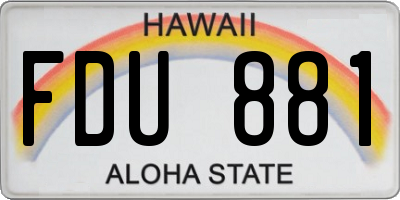 HI license plate FDU881
