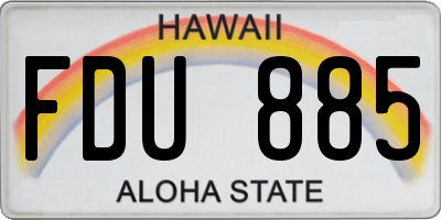 HI license plate FDU885