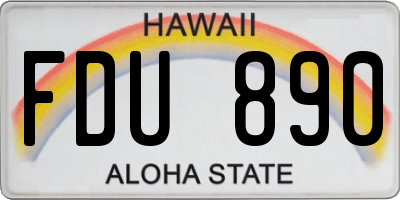 HI license plate FDU890