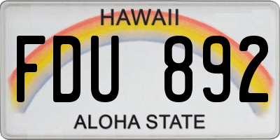 HI license plate FDU892