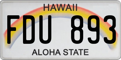 HI license plate FDU893