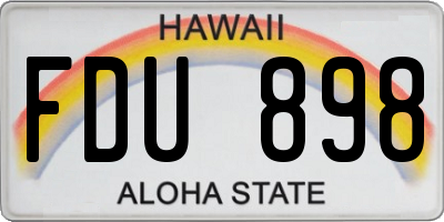 HI license plate FDU898