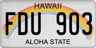 HI license plate FDU903