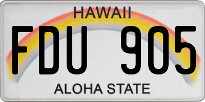 HI license plate FDU905