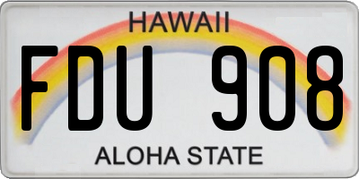 HI license plate FDU908