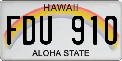 HI license plate FDU910