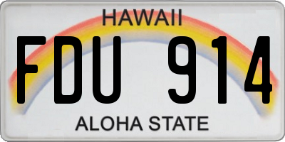 HI license plate FDU914