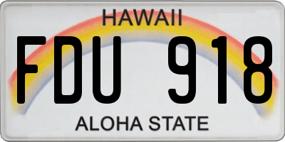 HI license plate FDU918