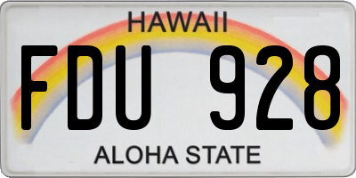 HI license plate FDU928