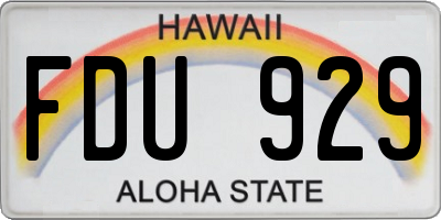 HI license plate FDU929