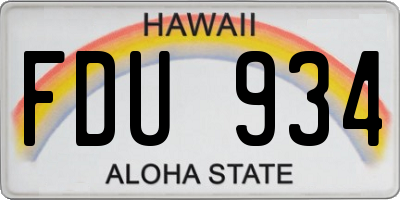 HI license plate FDU934