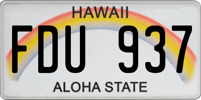 HI license plate FDU937