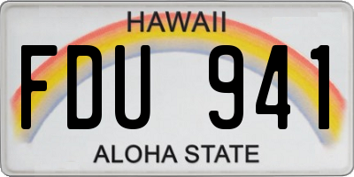 HI license plate FDU941