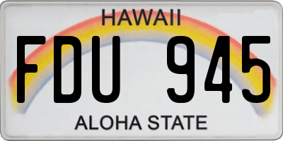 HI license plate FDU945