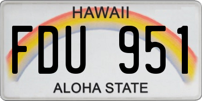 HI license plate FDU951