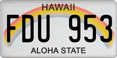 HI license plate FDU953