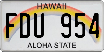 HI license plate FDU954