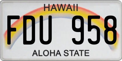 HI license plate FDU958