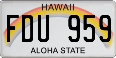 HI license plate FDU959