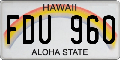 HI license plate FDU960