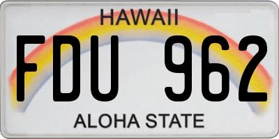 HI license plate FDU962