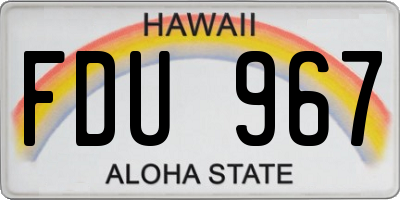 HI license plate FDU967