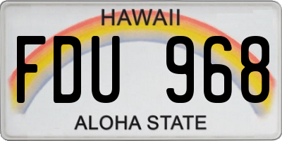HI license plate FDU968