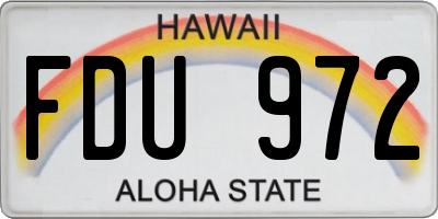 HI license plate FDU972