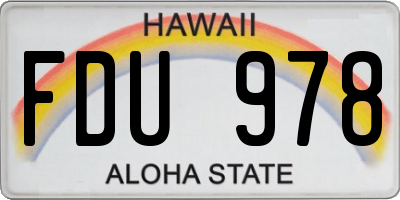 HI license plate FDU978
