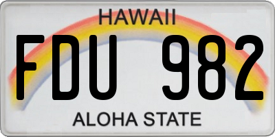 HI license plate FDU982