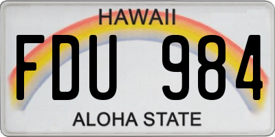 HI license plate FDU984